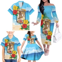 Personalized Collectivity of Saint Martin Family Matching Off The Shoulder Long Sleeve Dress and Hawaiian Shirt Hibiscus Flowers Tropical Beach - Wonder Print Shop