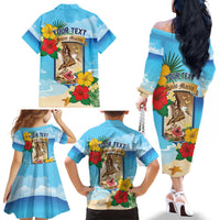 Personalized Collectivity of Saint Martin Family Matching Off The Shoulder Long Sleeve Dress and Hawaiian Shirt Hibiscus Flowers Tropical Beach - Wonder Print Shop