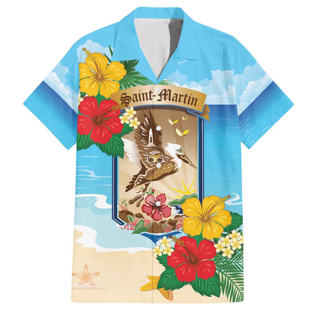 Personalized Collectivity of Saint Martin Family Matching Off Shoulder Maxi Dress and Hawaiian Shirt Hibiscus Flowers Tropical Beach - Wonder Print Shop