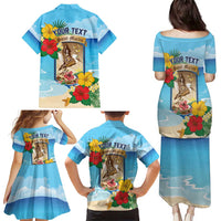Personalized Collectivity of Saint Martin Family Matching Puletasi and Hawaiian Shirt Hibiscus Flowers Tropical Beach - Wonder Print Shop