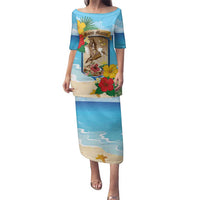 Personalized Collectivity of Saint Martin Family Matching Puletasi and Hawaiian Shirt Hibiscus Flowers Tropical Beach - Wonder Print Shop