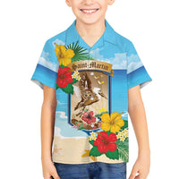 Personalized Collectivity of Saint Martin Family Matching Puletasi and Hawaiian Shirt Hibiscus Flowers Tropical Beach - Wonder Print Shop