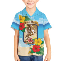 Personalized Collectivity of Saint Martin Family Matching Short Sleeve Bodycon Dress and Hawaiian Shirt Hibiscus Flowers Tropical Beach - Wonder Print Shop