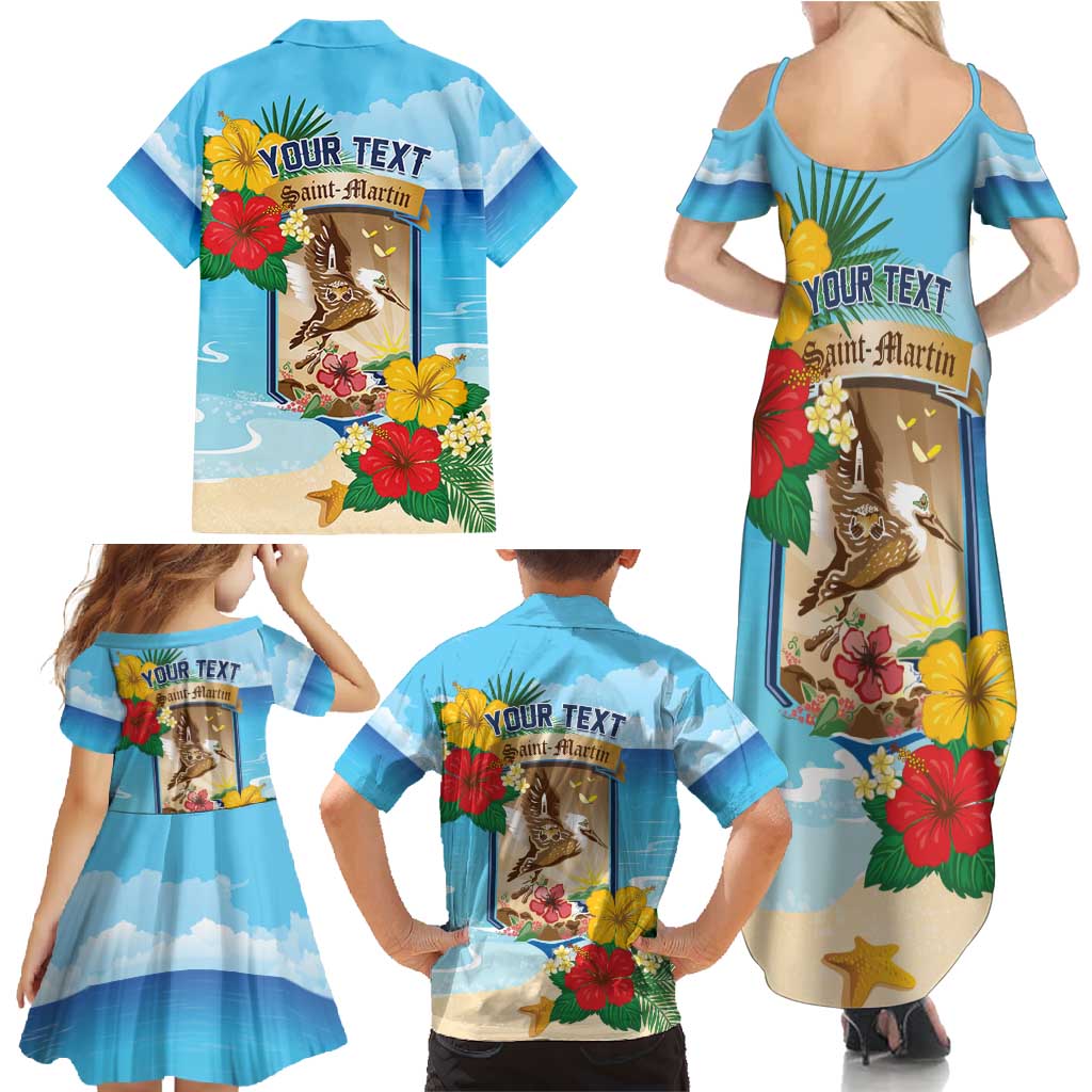Personalized Collectivity of Saint Martin Family Matching Summer Maxi Dress and Hawaiian Shirt Hibiscus Flowers Tropical Beach - Wonder Print Shop