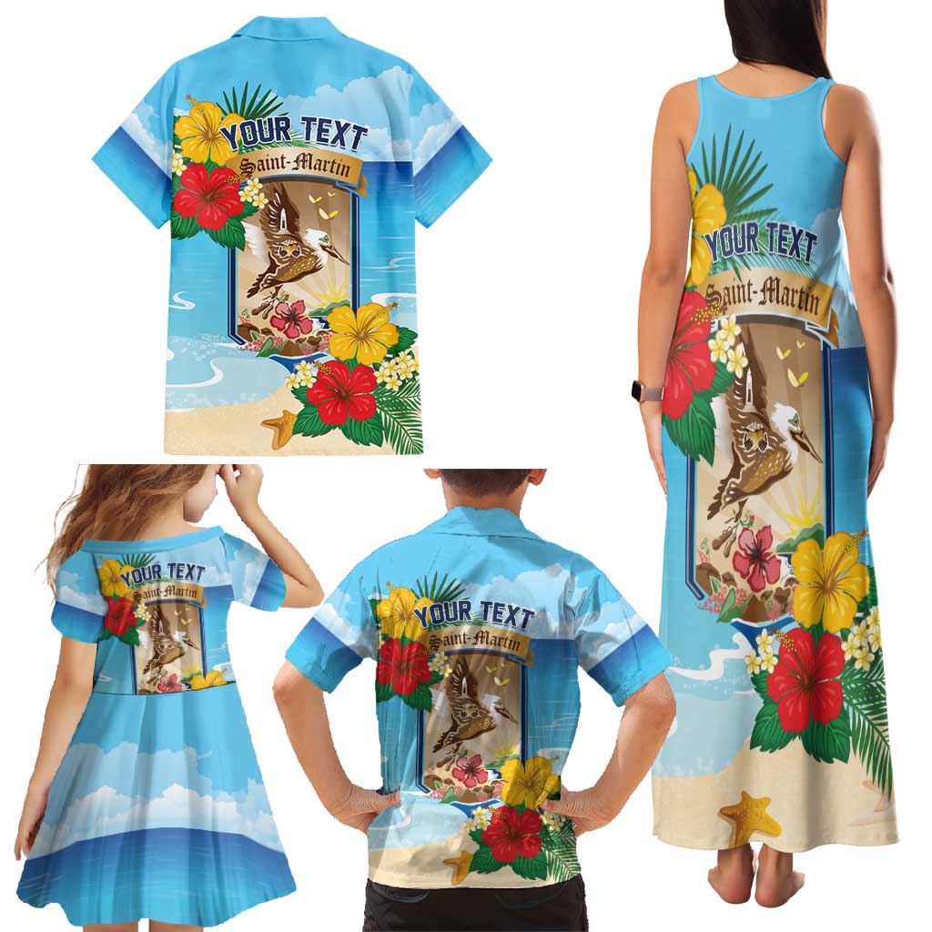Personalized Collectivity of Saint Martin Family Matching Tank Maxi Dress and Hawaiian Shirt Hibiscus Flowers Tropical Beach - Wonder Print Shop