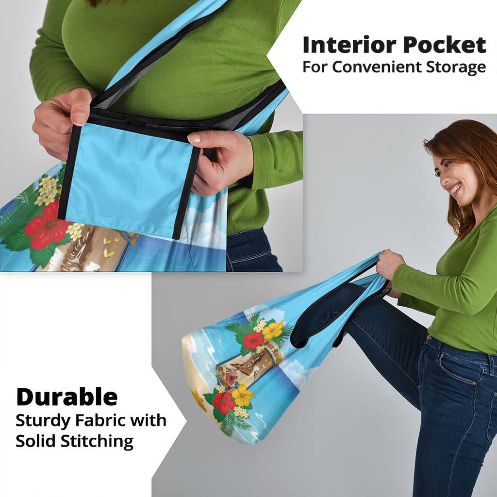 Collectivity of Saint Martin Grocery Bag Hibiscus Flowers Tropical Beach - Wonder Print Shop