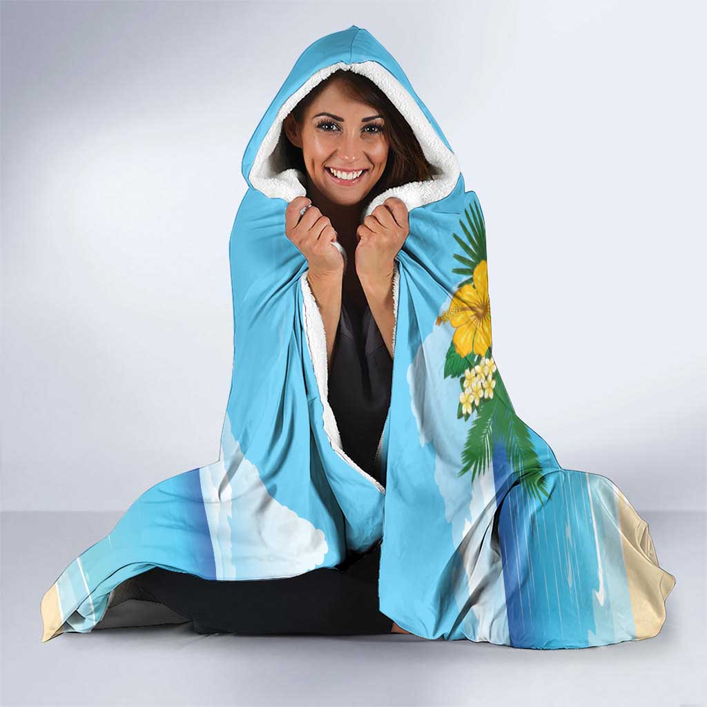 Collectivity of Saint Martin Hooded Blanket Hibiscus Flowers Tropical Beach - Wonder Print Shop