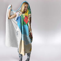 Collectivity of Saint Martin Hooded Blanket Hibiscus Flowers Tropical Beach - Wonder Print Shop