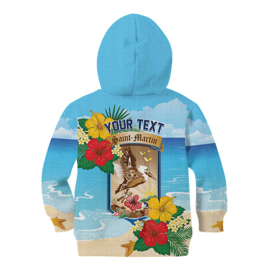 Personalized Collectivity of Saint Martin Kid Hoodie Hibiscus Flowers Tropical Beach - Wonder Print Shop