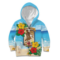 Personalized Collectivity of Saint Martin Kid Hoodie Hibiscus Flowers Tropical Beach - Wonder Print Shop