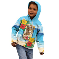 Personalized Collectivity of Saint Martin Kid Hoodie Hibiscus Flowers Tropical Beach - Wonder Print Shop