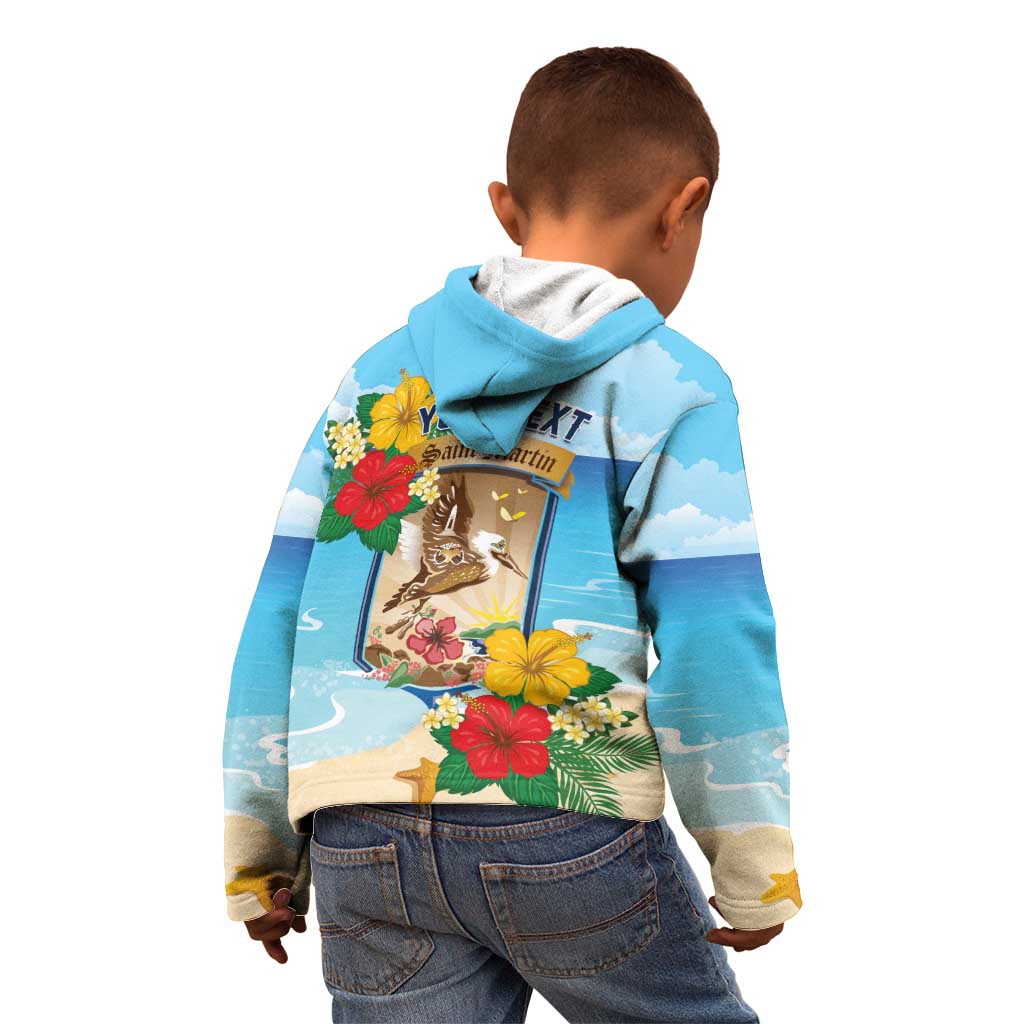 Personalized Collectivity of Saint Martin Kid Hoodie Hibiscus Flowers Tropical Beach - Wonder Print Shop