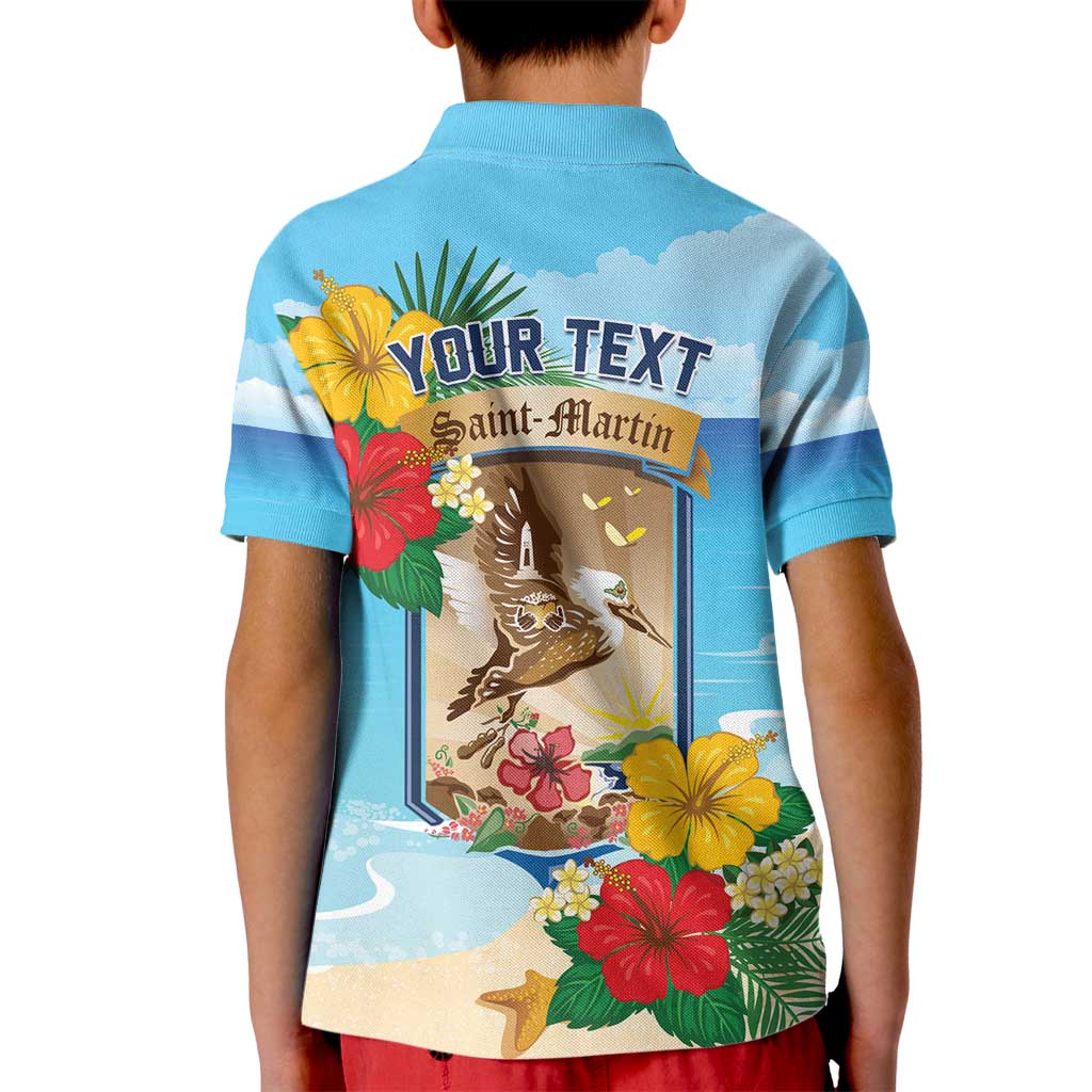 Personalized Collectivity of Saint Martin Kid Polo Shirt Hibiscus Flowers Tropical Beach - Wonder Print Shop