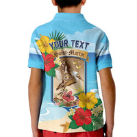 Personalized Collectivity of Saint Martin Kid Polo Shirt Hibiscus Flowers Tropical Beach - Wonder Print Shop
