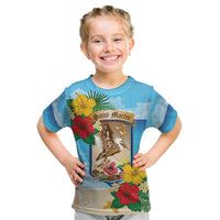 Personalized Collectivity of Saint Martin Kid T Shirt Hibiscus Flowers Tropical Beach - Wonder Print Shop