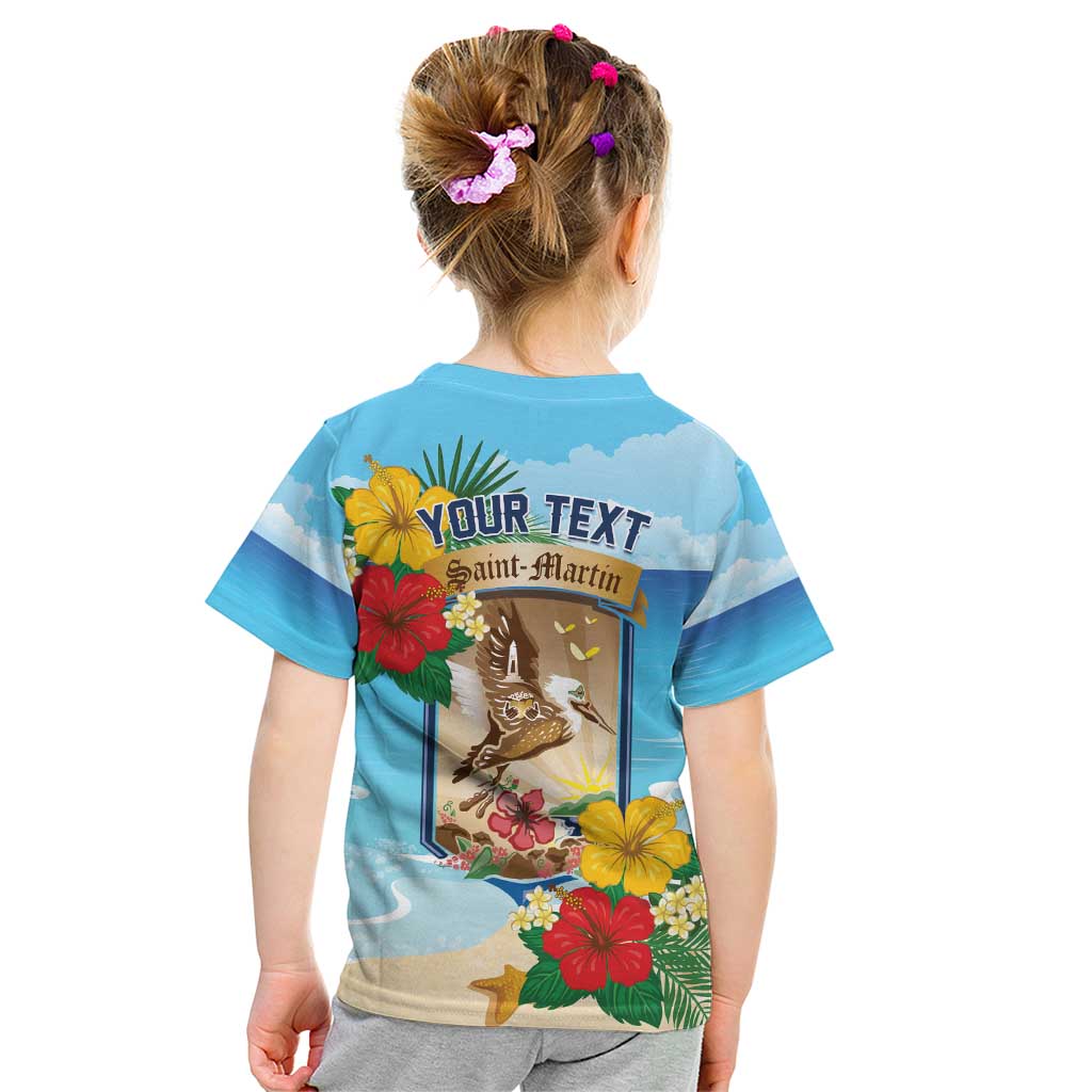 Personalized Collectivity of Saint Martin Kid T Shirt Hibiscus Flowers Tropical Beach - Wonder Print Shop