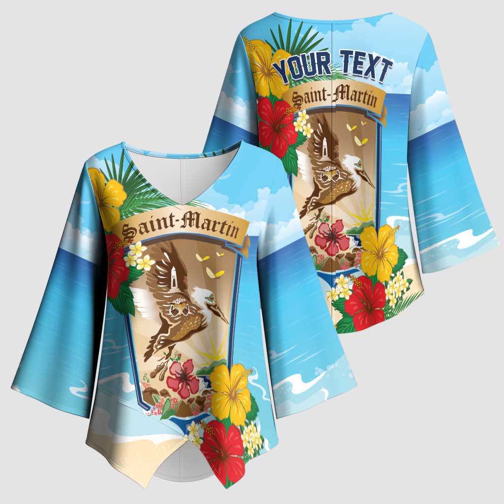 Personalized Collectivity of Saint Martin Kimono Sleeve Blouse Hibiscus Flowers Tropical Beach - undefined