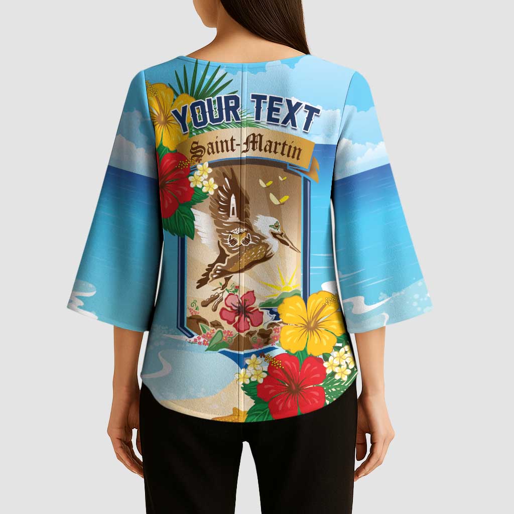 Personalized Collectivity of Saint Martin Kimono Sleeve Blouse Hibiscus Flowers Tropical Beach - undefined