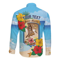 Personalized Collectivity of Saint Martin Long Sleeve Button Shirt Hibiscus Flowers Tropical Beach - Wonder Print Shop