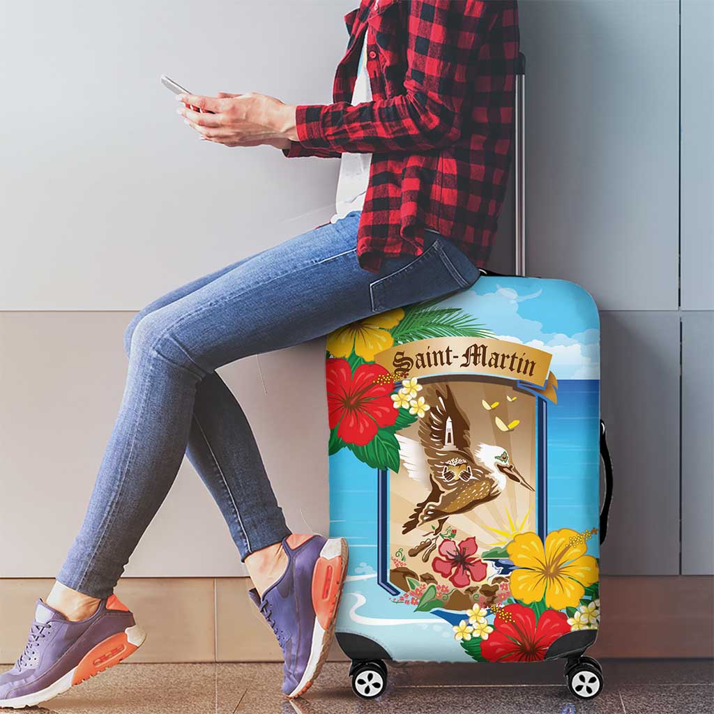 Collectivity of Saint Martin Luggage Cover Hibiscus Flowers Tropical Beach - Wonder Print Shop