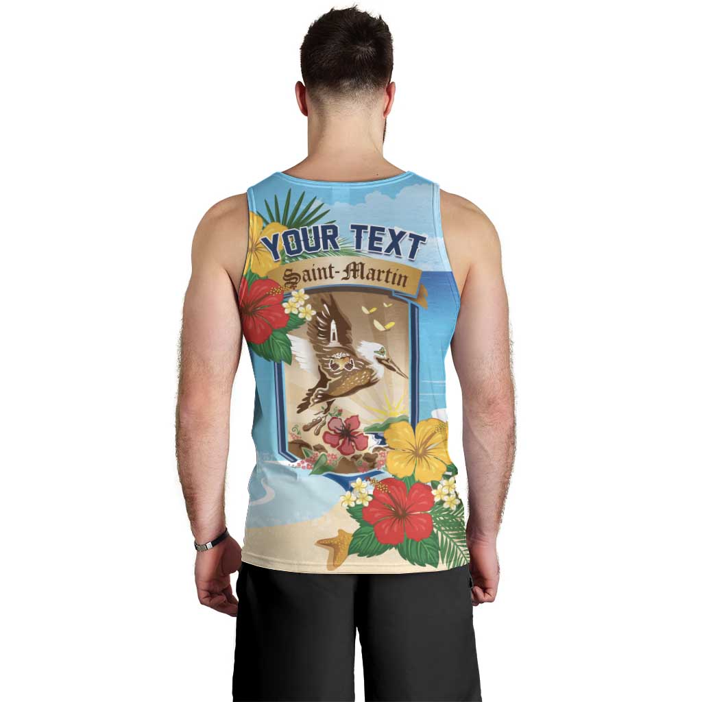 Personalized Collectivity of Saint Martin Men Tank Top Hibiscus Flowers Tropical Beach - Wonder Print Shop