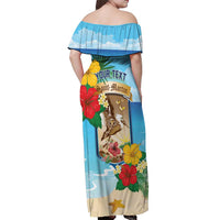 Personalized Collectivity of Saint Martin Off Shoulder Maxi Dress Hibiscus Flowers Tropical Beach - Wonder Print Shop