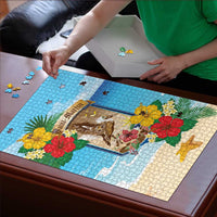 Collectivity of Saint Martin Puzzle Hibiscus Flowers Tropical Beach - Wonder Print Shop