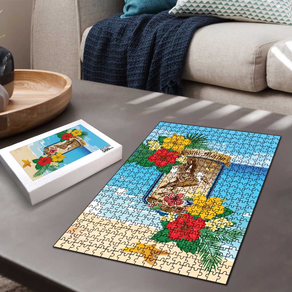 Collectivity of Saint Martin Puzzle Hibiscus Flowers Tropical Beach - Wonder Print Shop