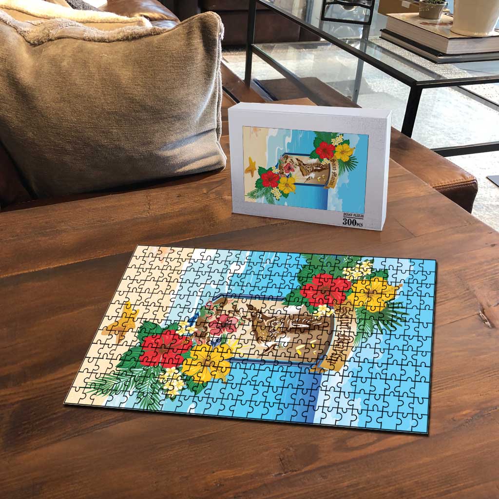 Collectivity of Saint Martin Puzzle Hibiscus Flowers Tropical Beach - Wonder Print Shop
