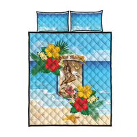 Collectivity of Saint Martin Quilt Bed Set Hibiscus Flowers Tropical Beach - Wonder Print Shop