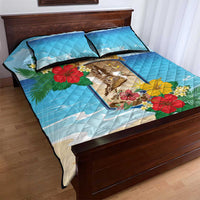 Collectivity of Saint Martin Quilt Bed Set Hibiscus Flowers Tropical Beach - Wonder Print Shop