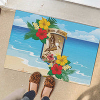 Collectivity of Saint Martin Rubber Doormat Hibiscus Flowers Tropical Beach - Wonder Print Shop