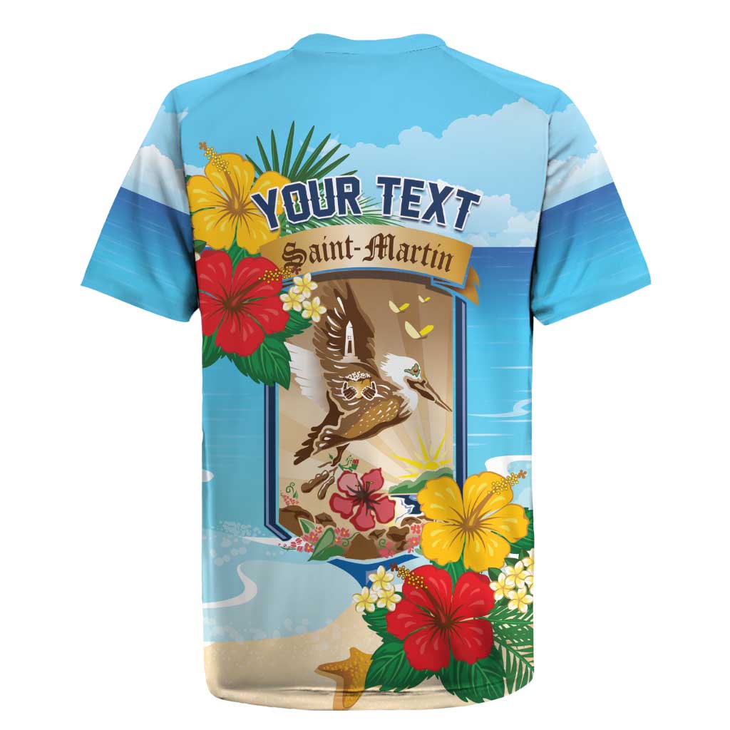 Personalized Collectivity of Saint Martin Rugby Jersey Hibiscus Flowers Tropical Beach - Wonder Print Shop