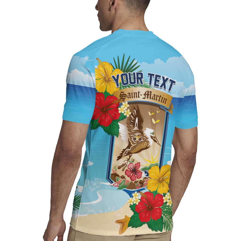 Personalized Collectivity of Saint Martin Rugby Jersey Hibiscus Flowers Tropical Beach - Wonder Print Shop