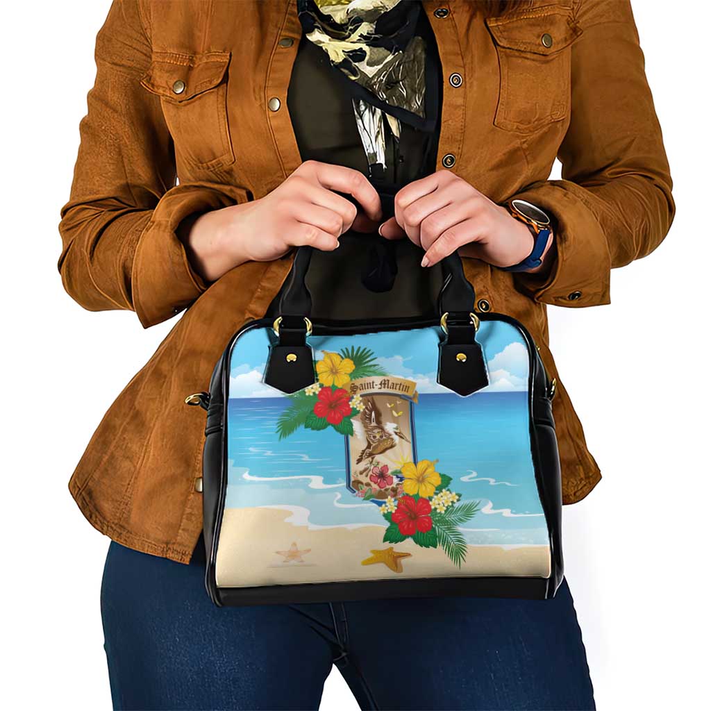 Collectivity of Saint Martin Shoulder Handbag Hibiscus Flowers Tropical Beach - Wonder Print Shop