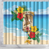 Collectivity of Saint Martin Shower Curtain Hibiscus Flowers Tropical Beach - Wonder Print Shop