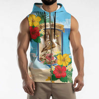 Personalized Collectivity of Saint Martin Sleeveless Zip Hoodie Hibiscus Flowers Tropical Beach - Wonder Print Shop