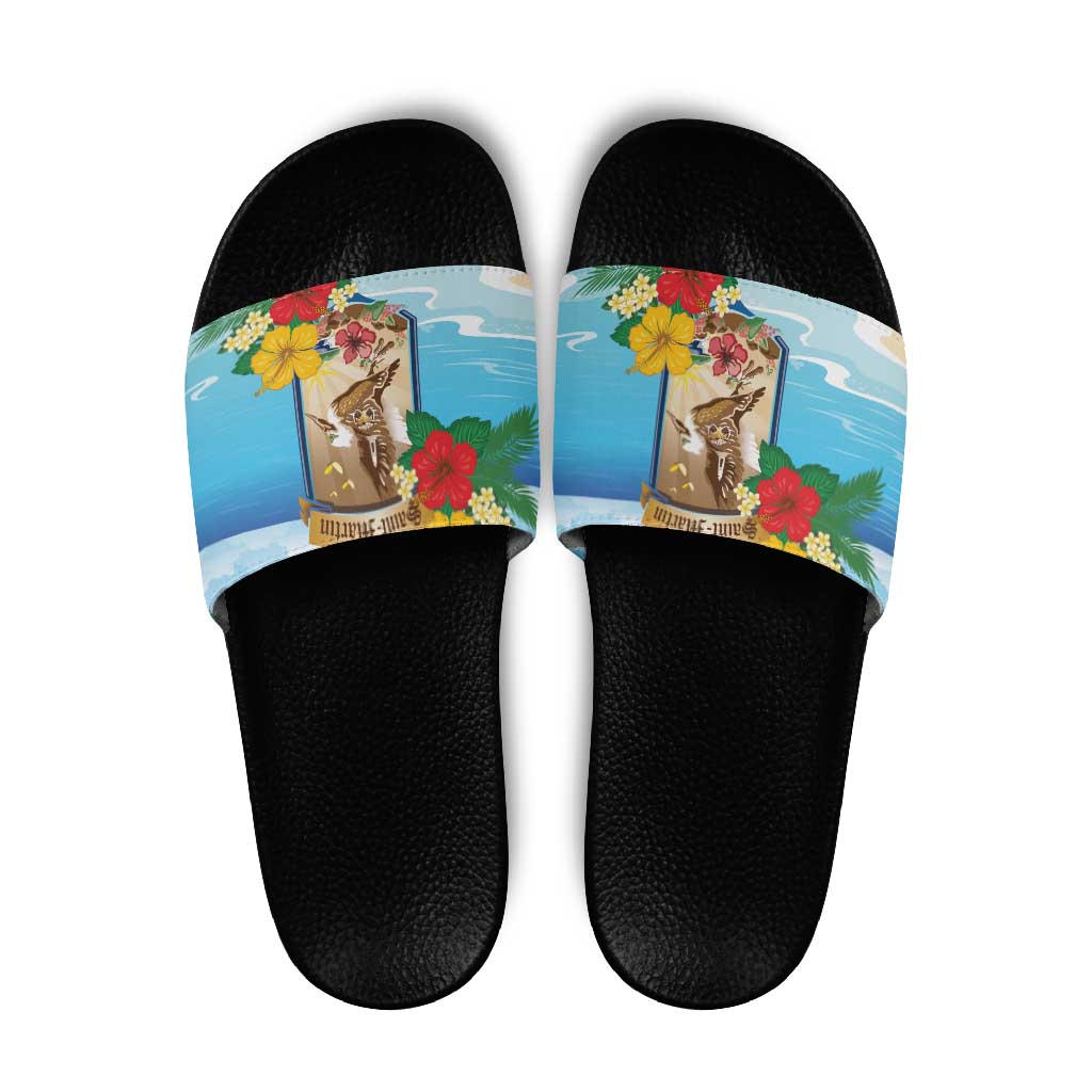 Collectivity of Saint Martin Slide Sandals Hibiscus Flowers Tropical Beach - Wonder Print Shop