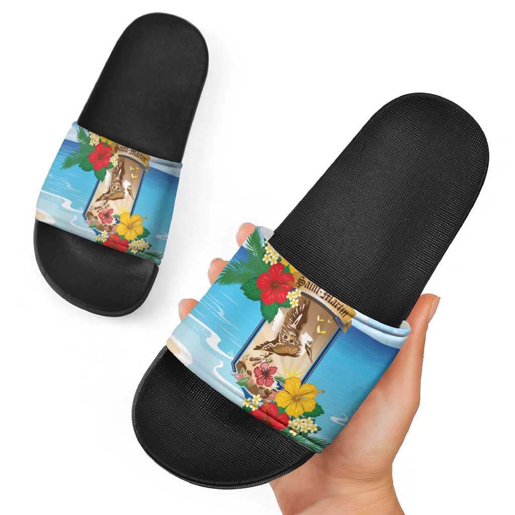 Collectivity of Saint Martin Slide Sandals Hibiscus Flowers Tropical Beach - Wonder Print Shop
