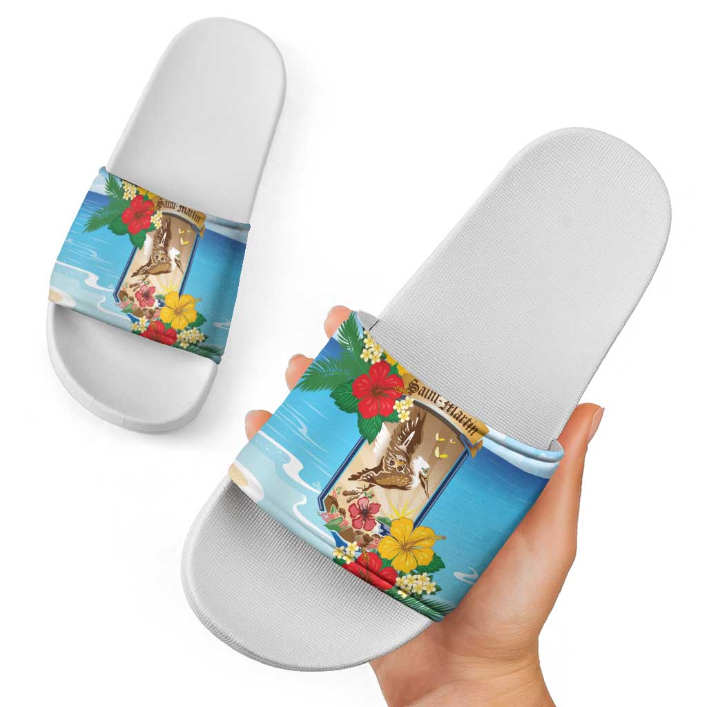 Collectivity of Saint Martin Slide Sandals Hibiscus Flowers Tropical Beach - Wonder Print Shop