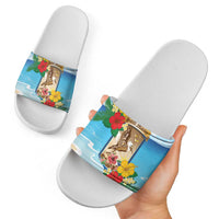 Collectivity of Saint Martin Slide Sandals Hibiscus Flowers Tropical Beach - Wonder Print Shop