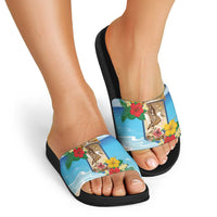 Collectivity of Saint Martin Slide Sandals Hibiscus Flowers Tropical Beach - Wonder Print Shop