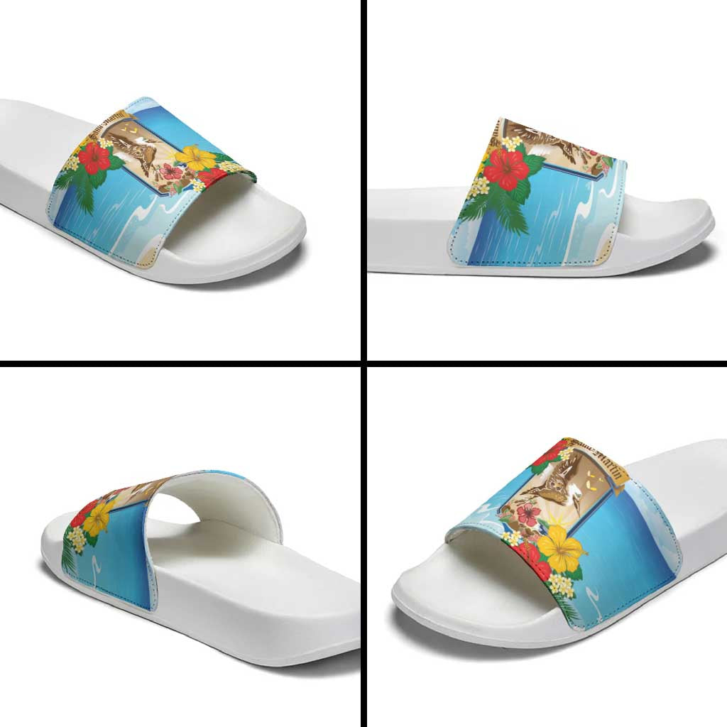 Collectivity of Saint Martin Slide Sandals Hibiscus Flowers Tropical Beach - Wonder Print Shop