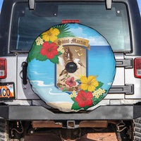 Collectivity of Saint Martin Spare Tire Cover Hibiscus Flowers Tropical Beach - Wonder Print Shop