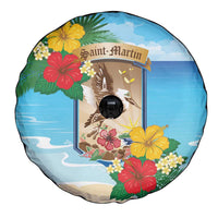 Collectivity of Saint Martin Spare Tire Cover Hibiscus Flowers Tropical Beach - Wonder Print Shop