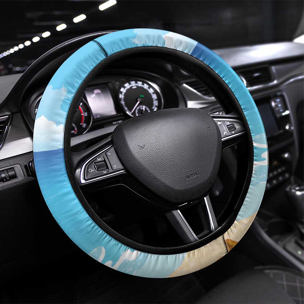 Collectivity of Saint Martin Steering Wheel Cover Hibiscus Flowers Tropical Beach - Wonder Print Shop