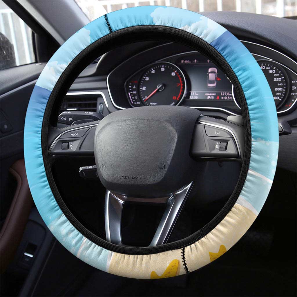 Collectivity of Saint Martin Steering Wheel Cover Hibiscus Flowers Tropical Beach - Wonder Print Shop