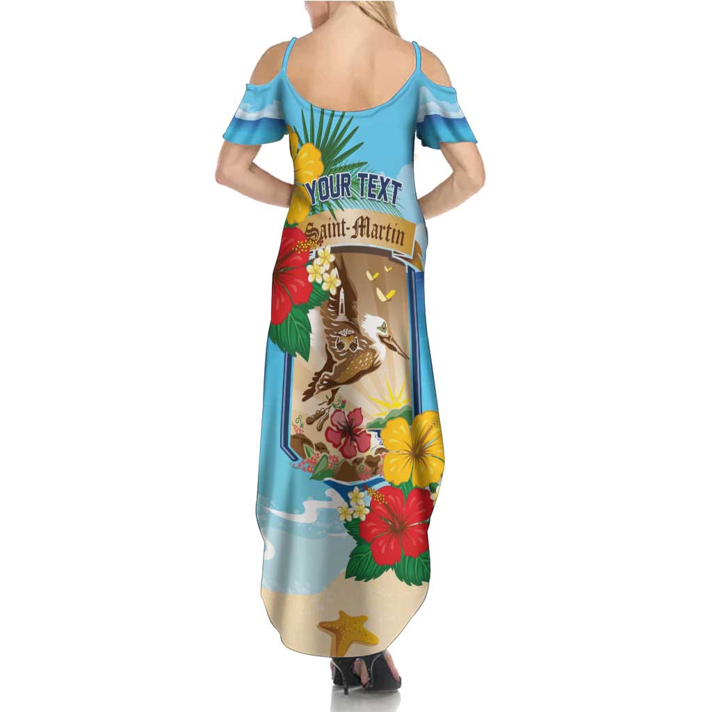 Personalized Collectivity of Saint Martin Summer Maxi Dress Hibiscus Flowers Tropical Beach - Wonder Print Shop