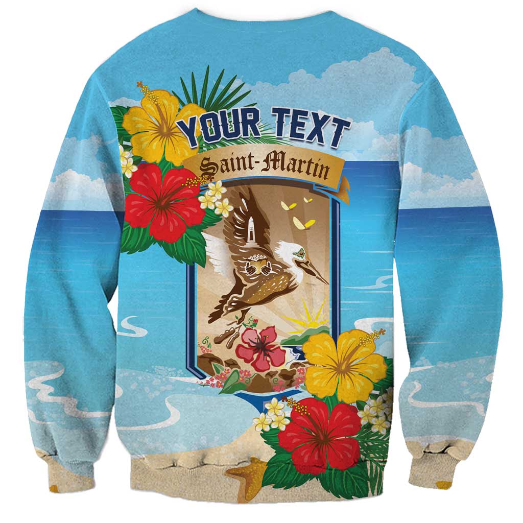 Personalized Collectivity of Saint Martin Sweatshirt Hibiscus Flowers Tropical Beach - Wonder Print Shop