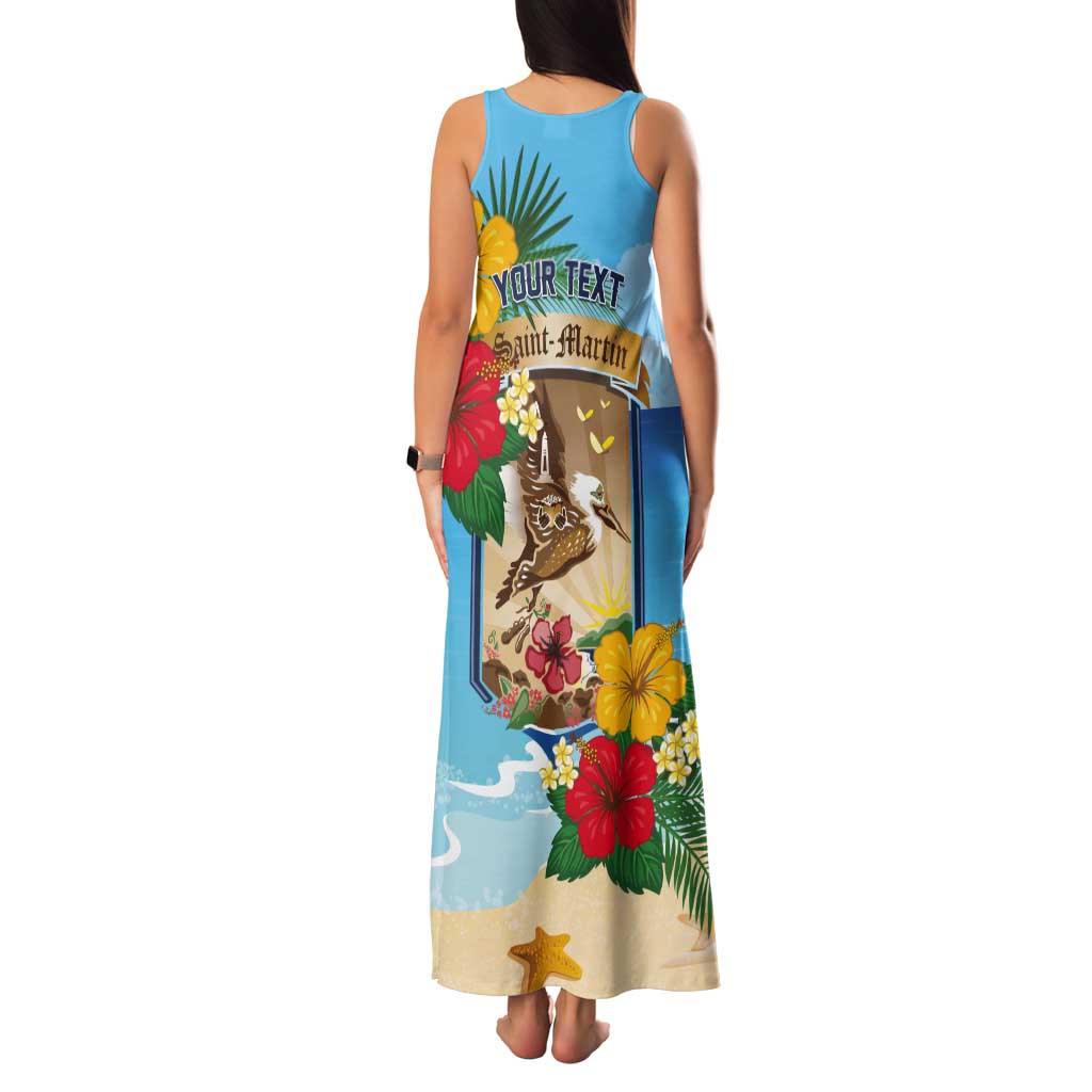Personalized Collectivity of Saint Martin Tank Maxi Dress Hibiscus Flowers Tropical Beach - Wonder Print Shop